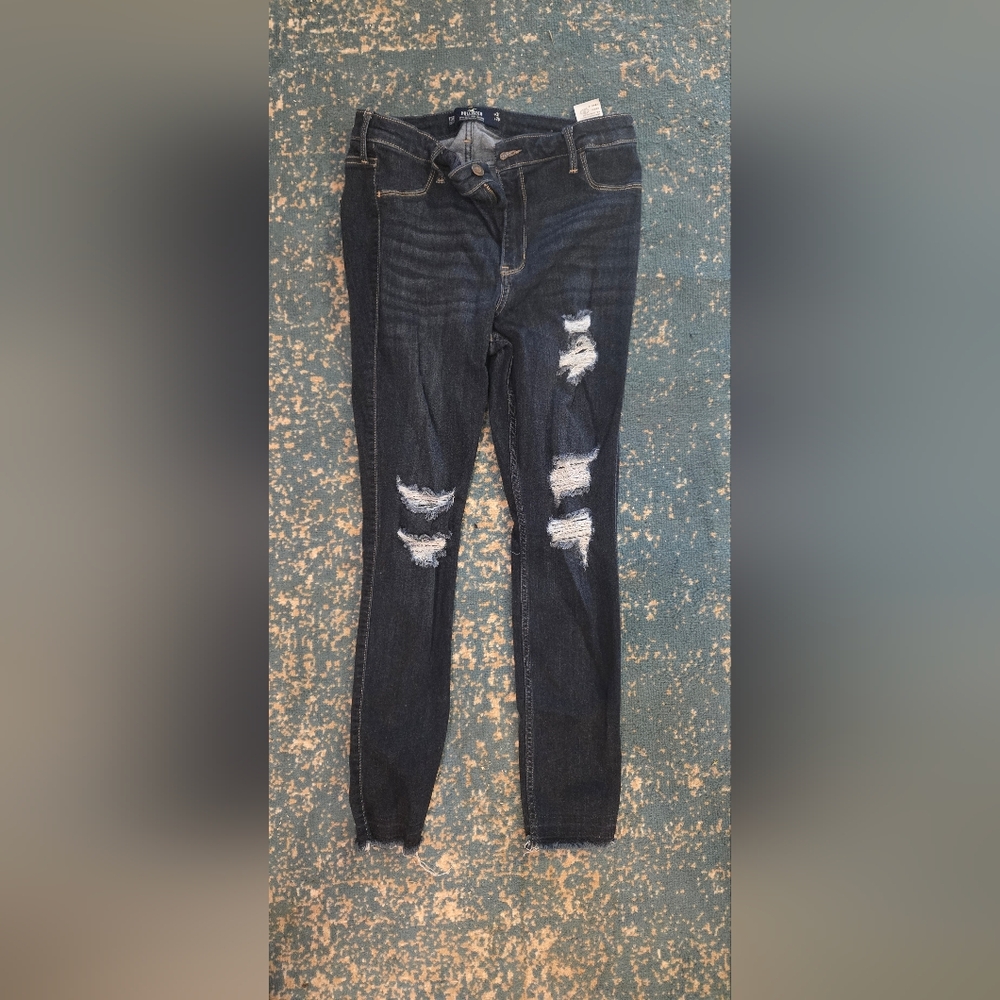Hollister Dark Blue Distressed Skinny Jeans